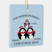 Fun - persoonlijke familie van 3 pinguïns kerstmis keramisch ornament (Rechts)