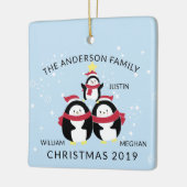 Fun - persoonlijke familie van 3 pinguïns kerstmis keramisch ornament (Links)