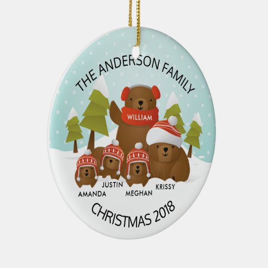 Fun - persoonlijke familie van 5 Beren Kerstmis Keramisch Ornament (Rechts)
