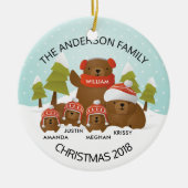 Fun - persoonlijke familie van 5 Beren Kerstmis Keramisch Ornament (Voorkant)