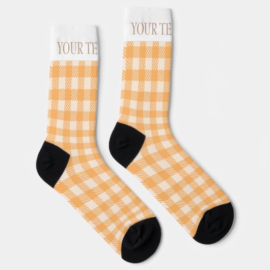 Fun perzik sinaasappel gingham prepply plaid gecon sokken (Rechts)