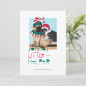 Fun Pet Kerstmis Santas Little Helper Elf & Santa Feestdagenkaart (Staand voorkant)