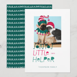 Fun Pet Kerstmis Santas Little Helper Elf & Santa Feestdagenkaart