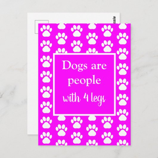 Fun Pet Paws Dogs zijn Mensen met vier benen in ro Briefkaart (Voorkant / Achterkant)