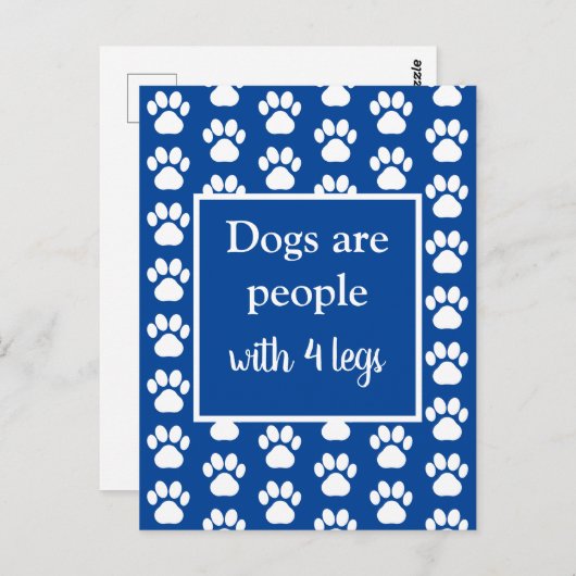 Fun Pet Paws Dogs zijn Mensen met vier legende in  Briefkaart (Voorkant / Achterkant)