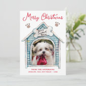 Fun Pet Photo Dog Merry Kerstmis Feestdagenkaart (Staand voorkant)