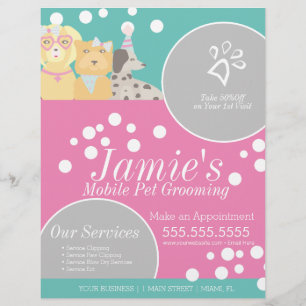 Fun Pet Services Grooming Dog Bubbles Flyer