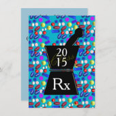 Fun Pharm-D Graduation Invitations 2015 Blue Kaart (Voorkant / Achterkant)