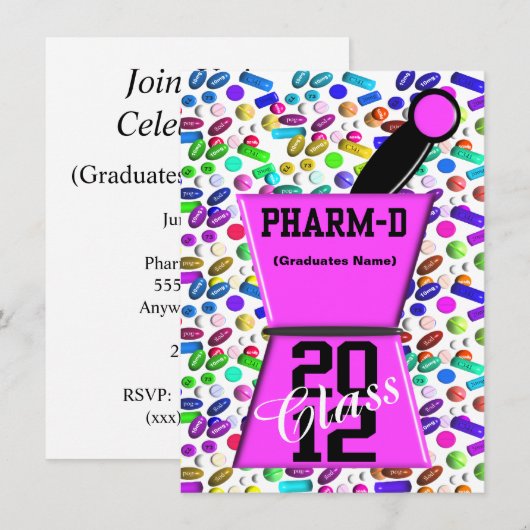 Fun Pharm-D Graduation Invitations Kaart (Voorkant / Achterkant)