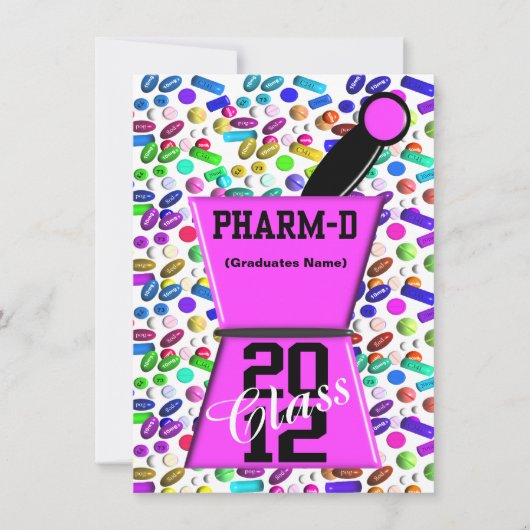Fun Pharm-D Graduation Invitations Kaart (Voorkant)