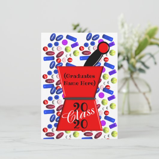 Fun Pharm-D Graduation Invitations Kaart (Staand voorkant)