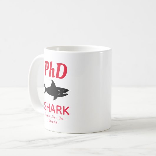 Fun PhD Shark Red Coffee Mok (Voorkant links)