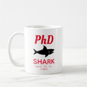 Fun PhD Shark Red Coffee Mok (Links)