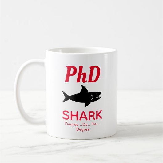 Fun PhD Shark Red Coffee Mok (Links)