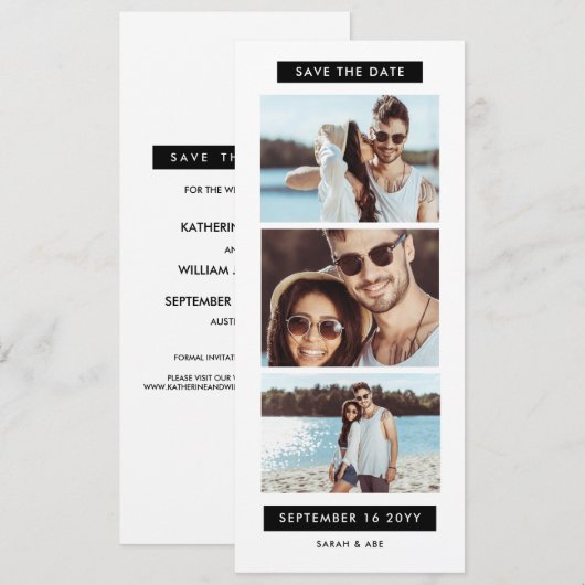 Fun Photo Booth Wedding Flat Save the Date Card (Voorkant / Achterkant)