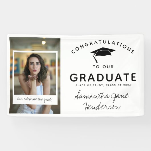 Fun Photo Collage Afstuderen Gefeliciteerd Spandoek (Horizontaal)