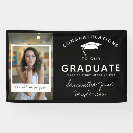 Fun Photo Collage Afstuderen Gefeliciteerd Spandoek (Horizontaal)