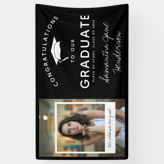 Fun Photo Collage Afstuderen Gefeliciteerd Spandoek (Verticaal)