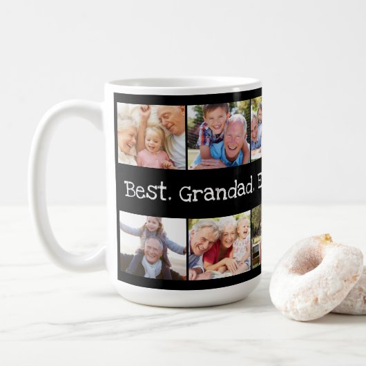 Fun Photo Collage Best Grandad Ever Black White Koffiemok (Met donut)