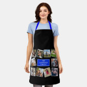 Fun Photo Collage Black en Blue Apron Schort (Gedragen)