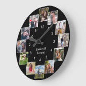 Fun Photo Collage Couple's Black Large Clock Grote Klok (Hoek)