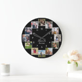 Fun Photo Collage Couple's Black Large Clock Grote Klok (Huis)