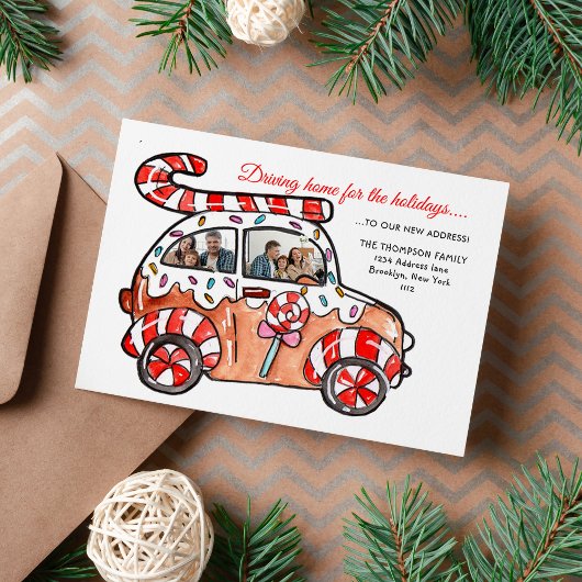 Fun Photo Gingerbread Car New Home for the Feestdagenkaart