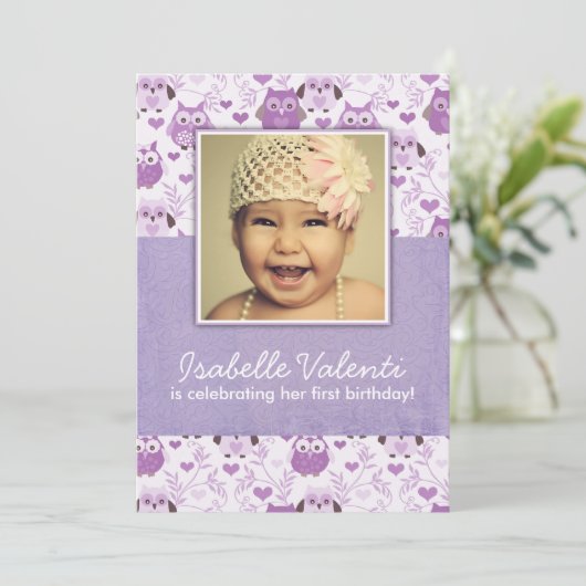 Fun Photo Owls Birthday Party Invitation 5X7 Kaart (Staand voorkant)