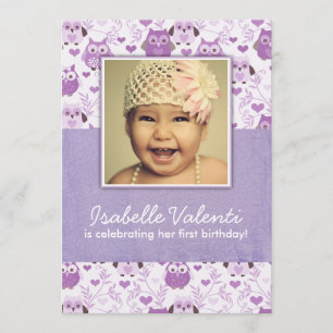 Fun Photo Owls Birthday Party Invitation 5X7 Kaart