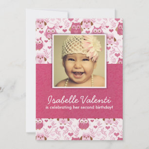 Fun Photo Owls Birthday Party Invitation 5X7 Kaart