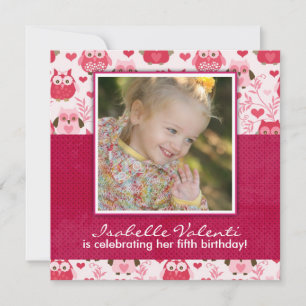 Fun Photo Owls Birthday Party Invitation Kaart