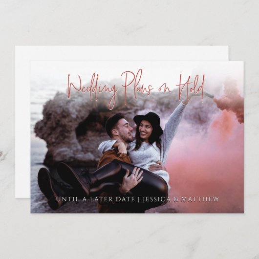 Fun Photo Red Script Weduwgebeurtenis Datum verand Aankondiging (Voorkant / Achterkant)