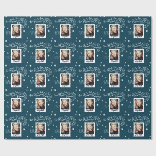Fun Photo Stamp Gift Identifier open voor Kerstmis Cadeaupapier (Vlak)