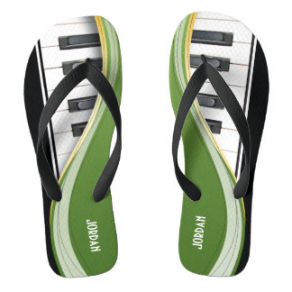 Fun Piano Design with Green Swoosh Teenslippers