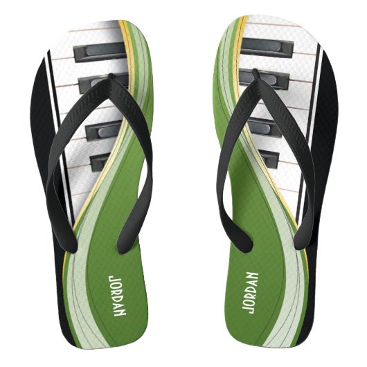 Fun Piano Design with Green Swoosh Teenslippers (Voetbed)