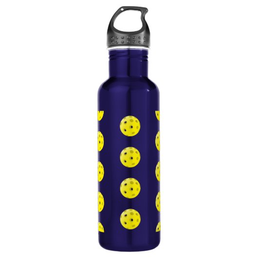Fun Pickleball Patroon Geel en Blauw Waterfles (Voorkant)