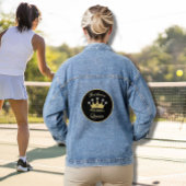 Fun Pickleball Queen Crown Initiaal Naam Denim Jacket