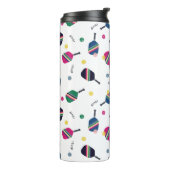 Fun Pickleball Sport Striped Paddle Dink Blue Thermosbeker (Gedraaid links)