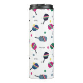 Fun Pickleball Sport Striped Paddle Dink Blue Thermosbeker (Achterkant)