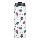 Fun Pickleball Sport Striped Paddle Dink Blue Thermosbeker (Voorkant)