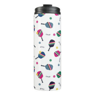 Fun Pickleball Sport Striped Paddle Dink Blue Thermosbeker