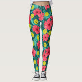 Fun Pickleball Tropical Hibiscus Flower Sports Leggings (Voorkant)