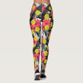 Fun Pickleball Tropical Red Hibiscus Flower Sports Leggings (Achterkant)