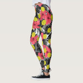 Fun Pickleball Tropical Red Hibiscus Flower Sports Leggings (Links)