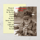 Fun Pigeons Birds Man Retirement Party Uitnodiging (Voorkant / Achterkant)