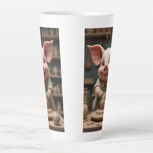 Fun Piggy aardewerk artiest latte mok (Voorkant)