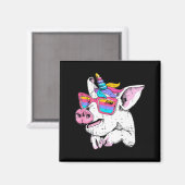 Fun Piglet Unicorn Horn Glasses Cute Boerderij Hal Magneet (Voorkant / Achterkant)
