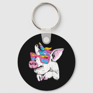 Fun Piglet Unicorn Horn Glasses Cute Boerderij Hal Sleutelhanger
