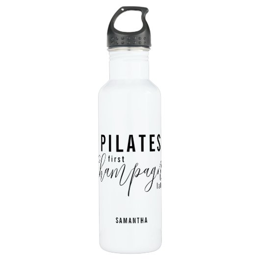 Fun Pilates First Champagne Later Fitness Workout Waterfles (Voorkant)