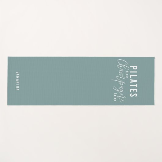 Fun Pilates First Champagne Later Green Workout Yogamat (Voorkant (horizontaal))